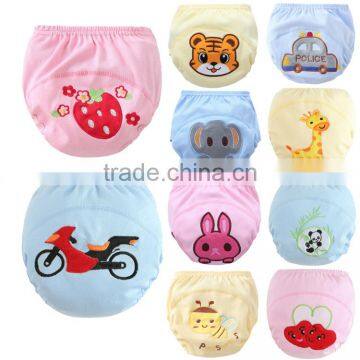 lovely animal design 3 layers printed embroidered waterproof pure cotton baby diaper