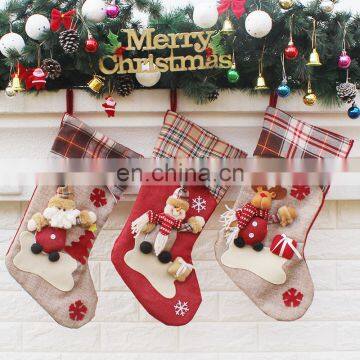 Pretty Christmas Gifts Santa Claus Snowman Elk Stocking Christmas Decoration