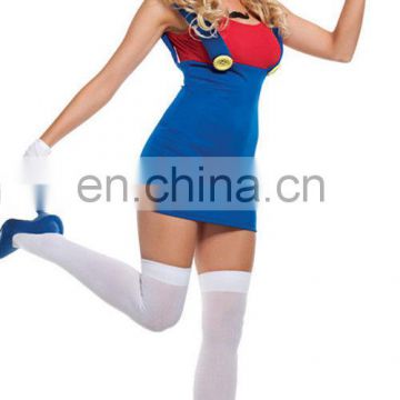 Whloesale Womens Super Mario Bros Luigi Ladies Fancy Dress cosplay Costume AGC084