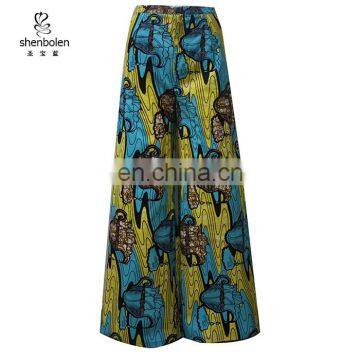 Shenbolen African Women Trousers Ankara Print Wide Ieg Pants