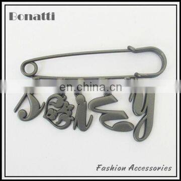 metal brooch pins with letters