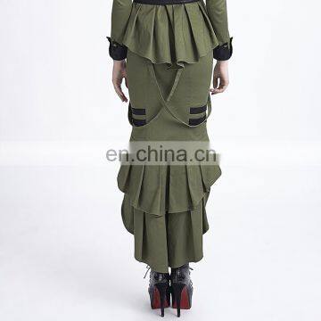 Q-276 Punk Rave Black Military Uniform High-low Fishtail Skirt photo-4