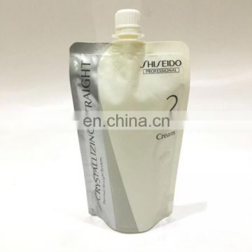 Promotional reusable flat bottom cream packaging spout pouch bag with customized logo