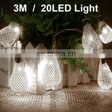 2017 new 3M 20LED Solar Power Battery String Water Drop Lights LED waterproof christmas bridge light for celebration