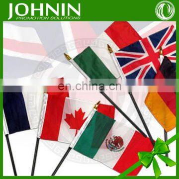 cheap wholesale polyester held stick EuroCup custom national hand flag