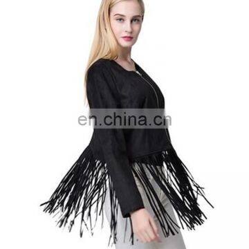 O Neck Tassel Hem Zipper Kettle Life Price Jacket for Women photo-4