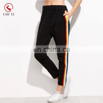 Black Rainbow Stripe Side Sports Pants