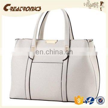 CR European test passed pu leather material large-capacity zipper white colors top sales noble woman fashion handbags