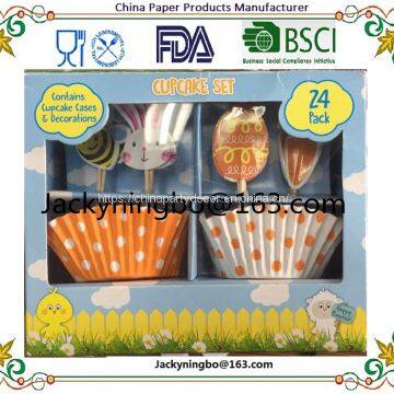 Ningbo PartyKing DIY cake bake decorations 24 Cupcake Liners and 24 Cake Toppers Set For Birthday Party Celebration Cupcake Decoration Kit Muffin cup