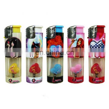 New product lovely heart printed cartoon style electronic lighter high quality piezo lighter