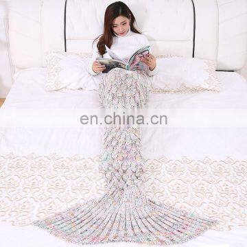 Knitted Blanket Custom Cute Mermaid Throw Blanket For Baby Adults