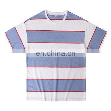 New Short-sleeved Cotton Round Neck Large Striped Short-sleeved Men's T-shirt Loose Shoulder Navy Style Shirt photo-5