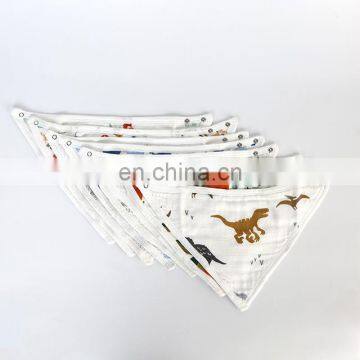 High Quality Natural Colored no Dyeing Muslin Baby Bandana Drool Bibs With 100% Organic Cotton Teething photo-6