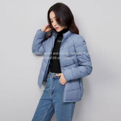 Women's lightweight down jacket fashionable versatile comfortable spring and autumn down jacket with standing collar