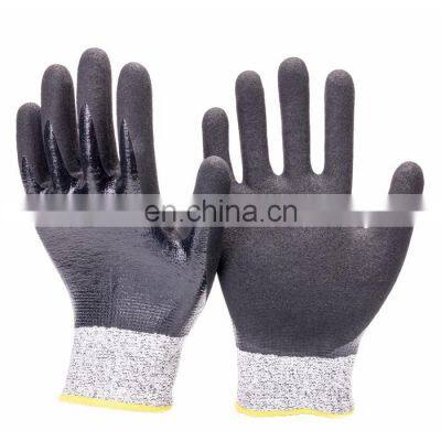 Anti Oil Double Dipped Waterproof Nitrile Safety Work Cut Resistant Gloves