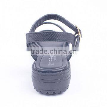 Snake Print Upper Low Heel Ladies Buckle Strap Sandals pu Sole Material Wholesale photo-5