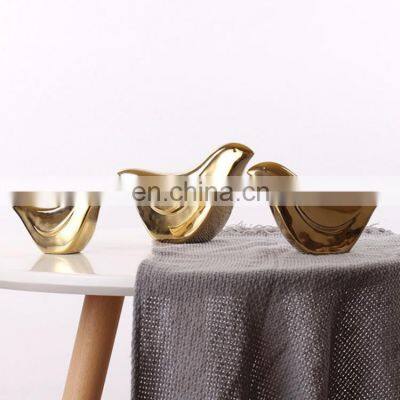 creative golden bird ornaments gold plating ceramic decoration