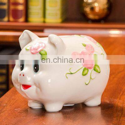 Children Gift Home Decoration Rose Colorful Pig Shape Ceramic Money Box Saving Box photo-2