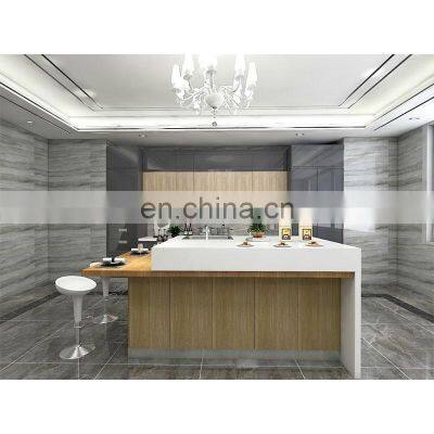 Modern design customize kitchen furniture marble counter top lacquer kitchen cabinet with island