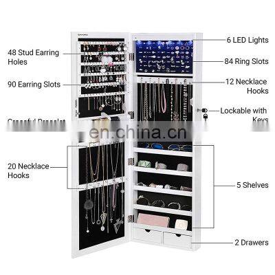 Hanging Wall Mounted Jewelry Cabinets Storage Organizer With Mirror Full Length Mirror photo-2