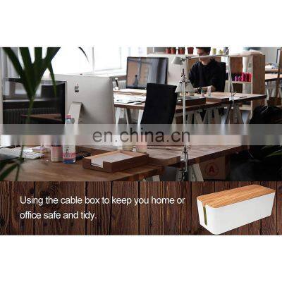 Plastic Cable Management Box With Bamboo Pattern Lid Cable Management Box Set of 3