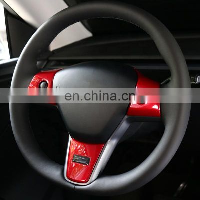 Steering Wheel Buttons Cover Sticker Inner Decoration Abs Trim Carbon Fiber Style For Tesla Model Y