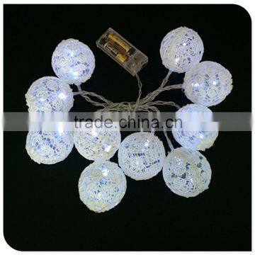 2015 new design white craft decorative lace ball christmas lights factory wholesale