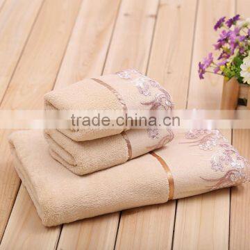 China manufactory cotton fabric wholesale lace terry fabric 34*76cm / 70*140cm towel set