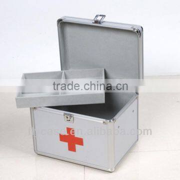 Double open aluminum medical boxes in aluminum case,first aid case with lock