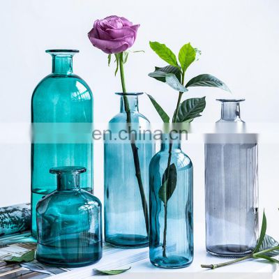 Tabletop Decoration Wholesale Nordic Home Wedding Diffuser Creative Unique Decorative Clear Flower Bottle Glass Vase