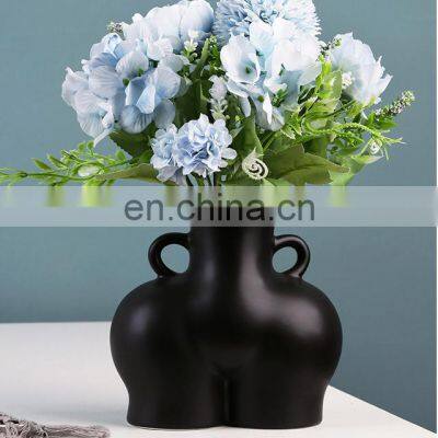 Drop Shipping Nordic Creative Design Model Mini Vase Home Decorative Abstract Handmade Body Base Art Ceramic Flower Vase photo-5