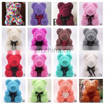 Handmade Preserved Valentine Day Gifts Artificial PE 40CM Colorful Red Rose Bear Teddy Bear Rose With Ribbon