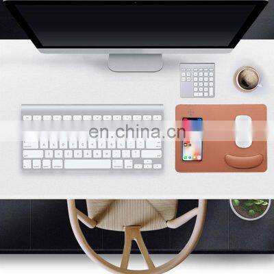New Factory Supply Smart Long Black Wrist Rest Blank PU Wireless Charging Leather Sublimation Custom Mouse Pad photo-2