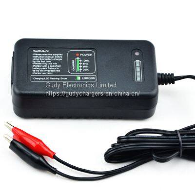 AC/DC power adapter 11V 3.3A 3 cell LiFePO4 battery charger with fuel gauge