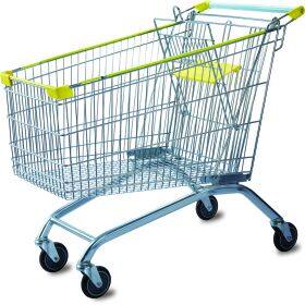 Metal Store Grocery Store Supermarket 150L European Zinc with Powder Coated Shopping trolley Cart