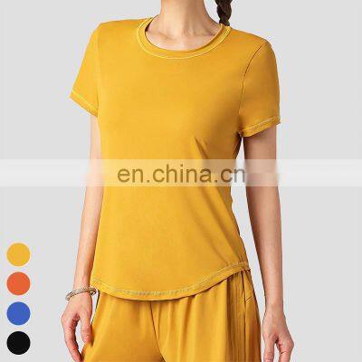 Wholesale Outdoor Tee Ice Silk Breathable Quick Dry Shirt Running Fitness T-shirt Short Sleeve Sports Tops Yoga T Shirts Women photo-2