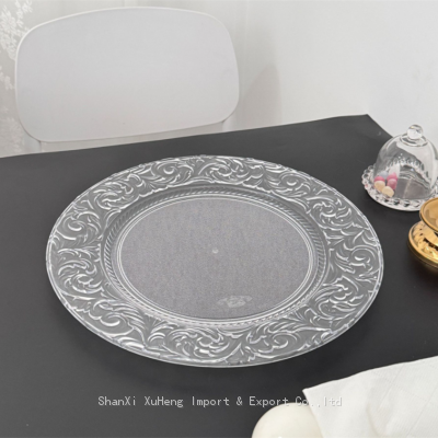 Table Decor Transparent Charger Plate Round Plastic Dinnerware Plates For Wedding