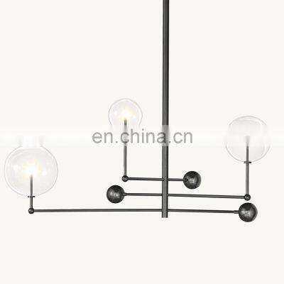 Dining Room Light Sphere Brass Chandelier GLASS GLOBE MOBILE THREE-ARM CHANDELIER 46