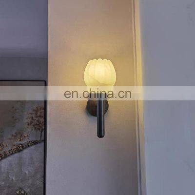 Home Decoration Led Background Wall Lamp Bedside Bedroom Indoor Wall Sconces Alabaster Wall Lamp photo-5