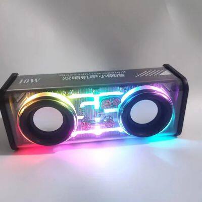 2023 Outdoor Mini Wireless Portable Transparent Bluetoothes Speaker TWS Interconnected Colorful LED Light photo-5