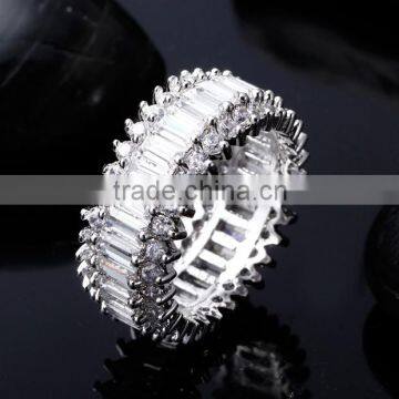 Thick Wedding Band Big CZ Crystals Rectangle Shape Deluxe Copper Women Ring photo-2