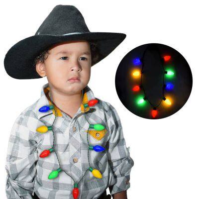 Christmas Party Led Neon Novelty Flashing Light Up Jumbo Bulbs Necklace
