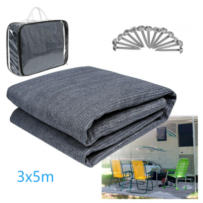 3x5M Groundsheet Awning Carpet With Stainless Steel Eyelets and 1 PVC Bag , 13 Pegs
