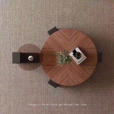 North American Walnut Wood Coffee Table With Glass photo-4