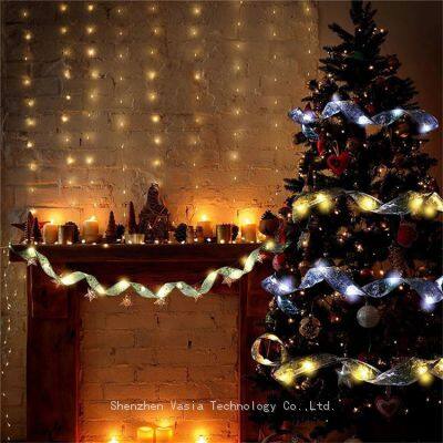 Waterproof Christmas Ribbon - LED String Lights Battery Operated for Party Bulk Decoration Business