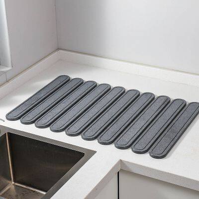 Engraved Foldable Diatomite Roll Up Stone Drying Mat for Kitchen, Bathroom