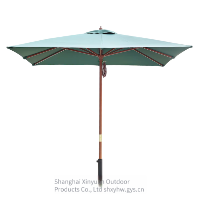 Commercial Modern Design Beech Wood Parasol, Wooden Patio and Garden Umbrella With 6 Ribs, Outdoor Furniture Umbrella