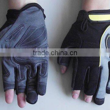 Anti Vibration Fingerless Synthetic Leather Palm Mechanic Work Gloves