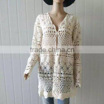 2016 Summer Promotion High Quality Cotton Fabric Lace Coat,lace Cardigan photo-2