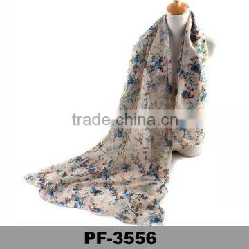 New Arrive Summer Style Scarf Flower Printed Silk Voile Scarf For Woman